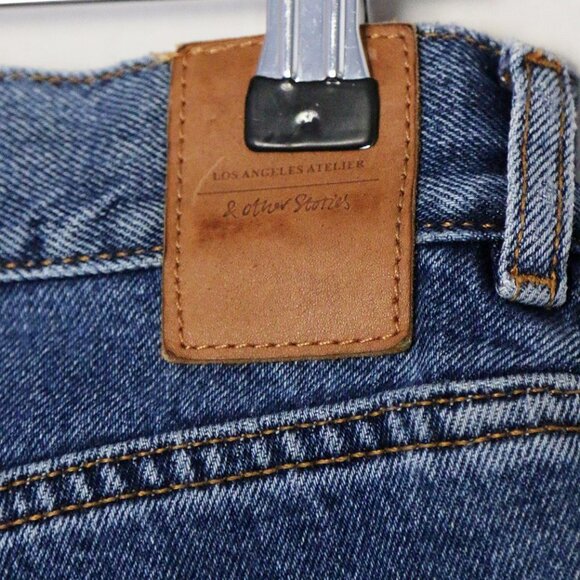 & Other Stories High Waist Distressed Slim Fit Denim Jean Mid Blue Size 28 $119 - Picture 6 of 15
